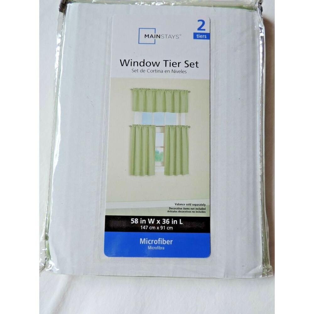 Mainstays Green Window Tier Curtain Set 2 Piece Cafe Style